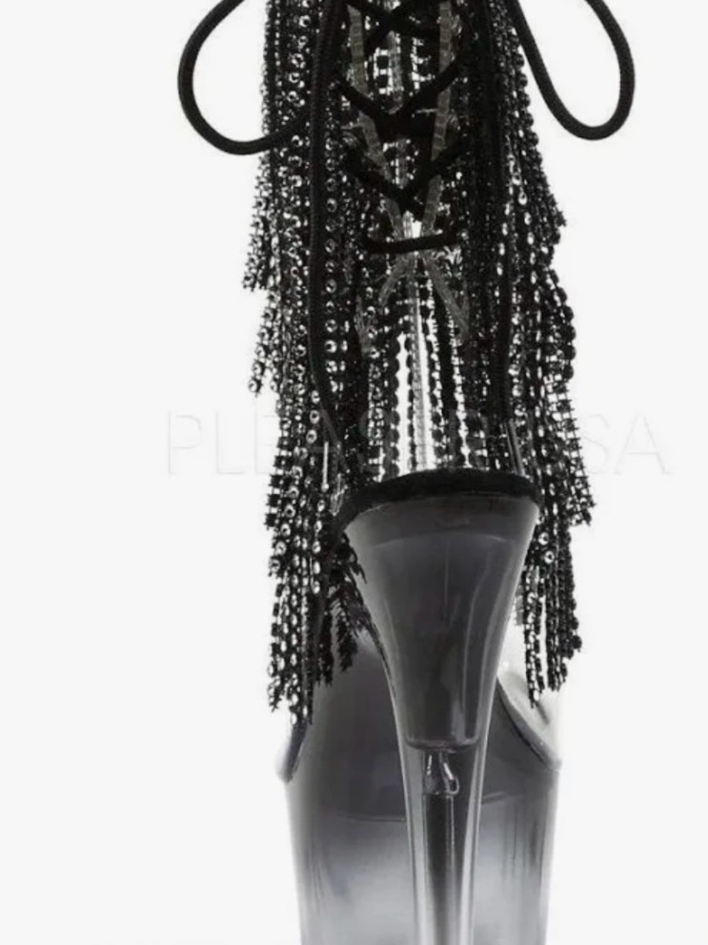 Pleaser- Crystal Fringe Platform Heels - Black - Picture 2 of 4